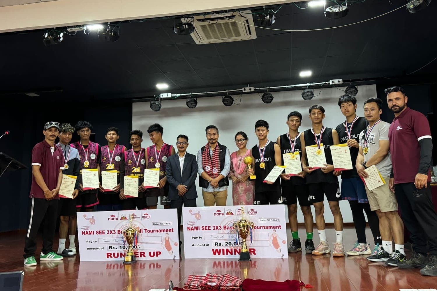 NAMI College A-Levels basketball championship awards ceremony in the campus auditorium.