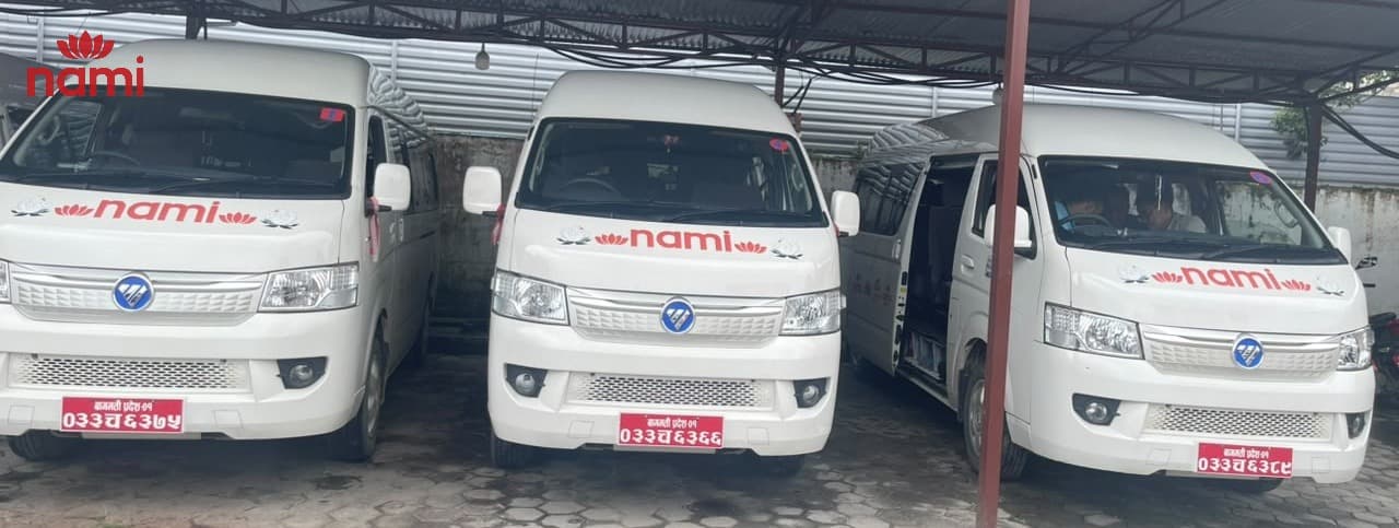 Safe and reliable NAMI International School transportation fleet covering extensive routes across Kathmandu.